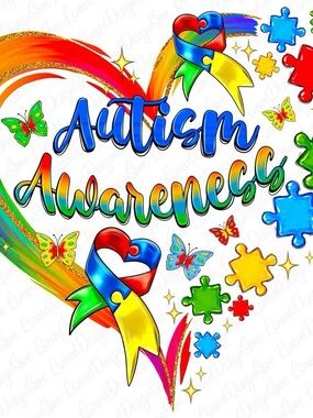 Autism Awareness Rainbow Puzzle Heart Graphic Tee/Print